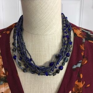 Esmor Beaded Short Tier Necklace & Dangle Earrings